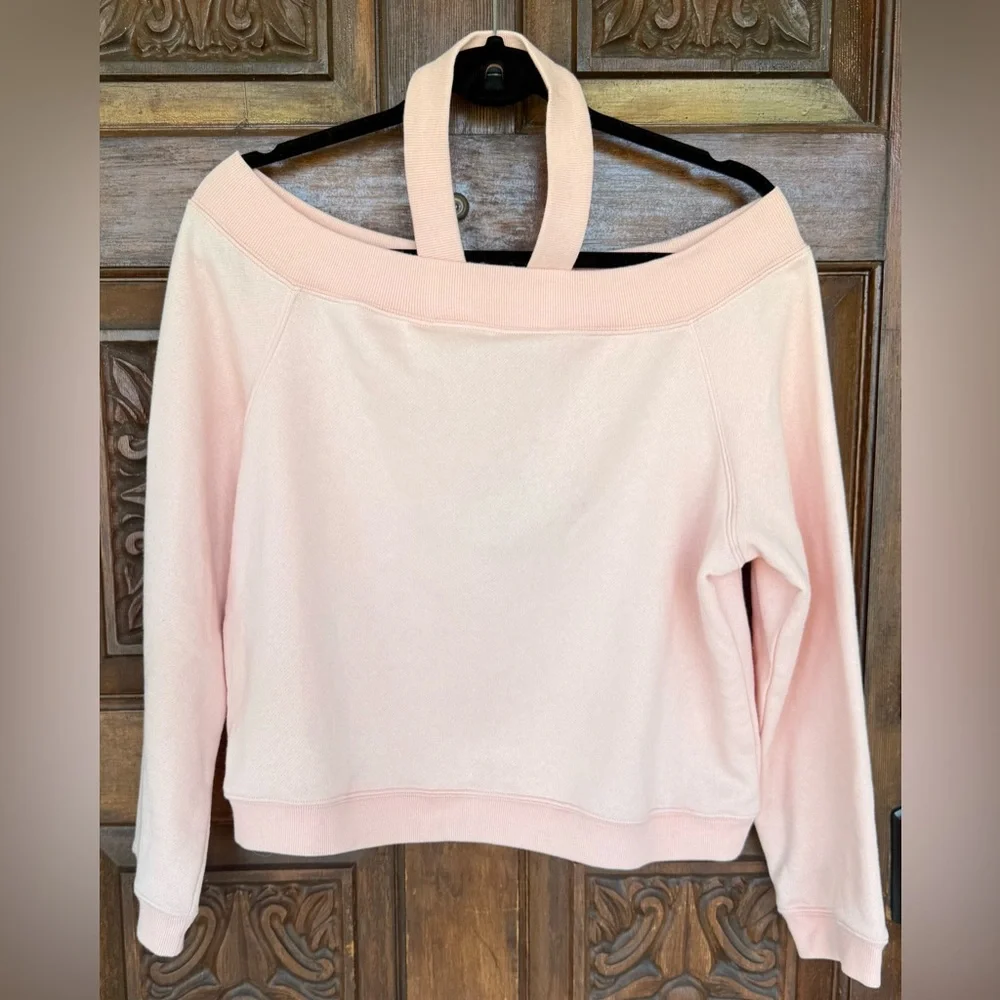 Rebecca Minkoff Light Pink Off-Shoulder Long Sleeve Demi Sweatshirt, Large, NWT - Picture 8 of 11